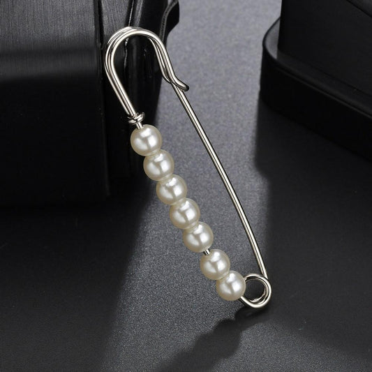 Simple anti-lost cardigan buckle golden collar pin personality big pearl pin pin brooch