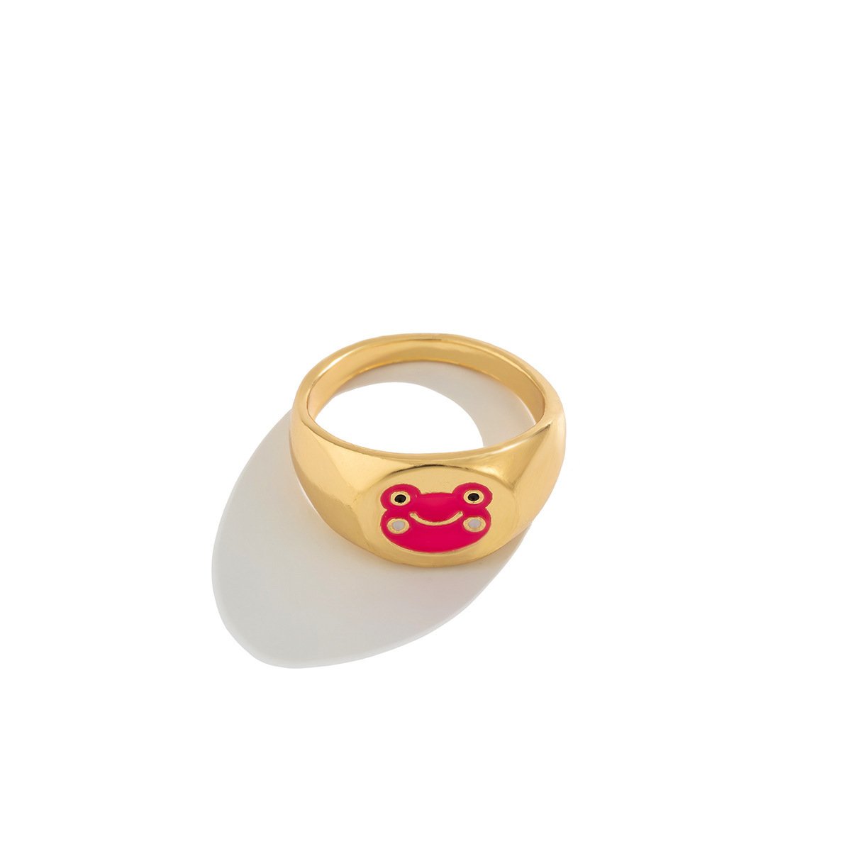 Jewelry creative color small frog dripping oil ring female cartoon alloy small animal geometric jewelry