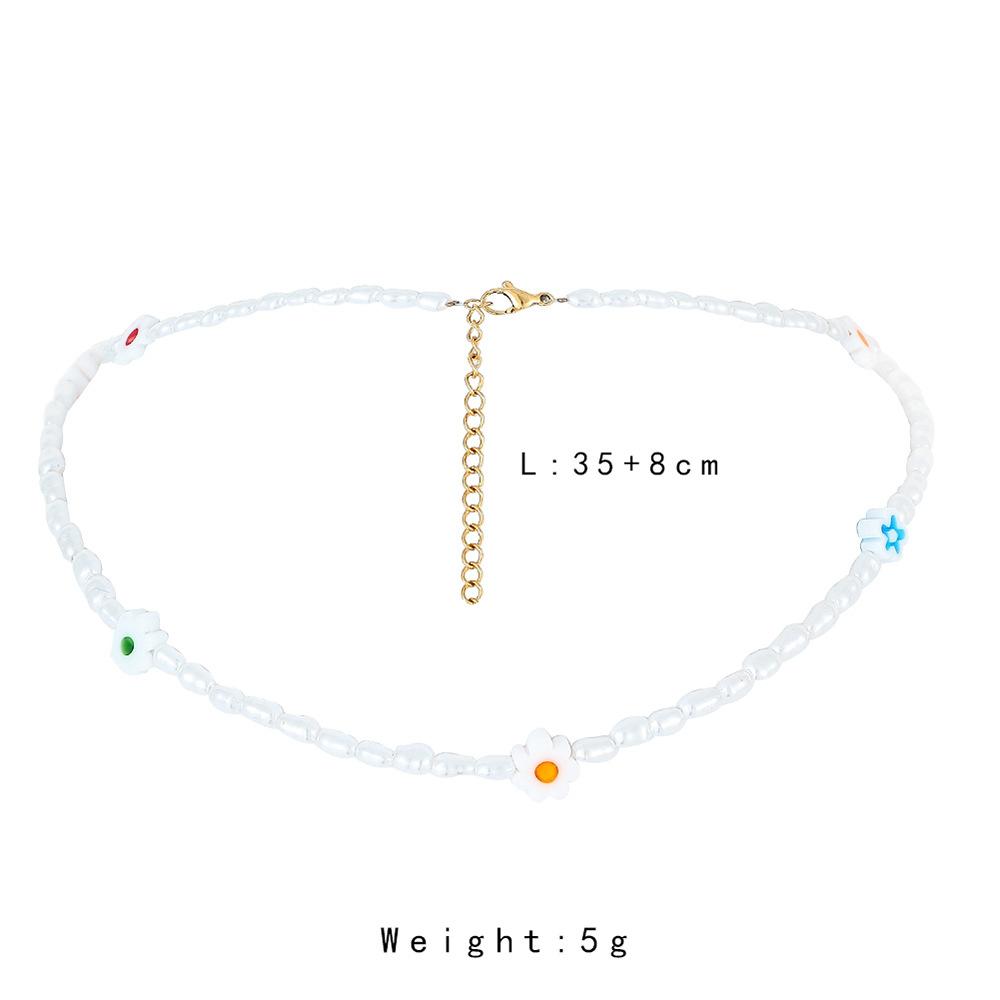 Fashion Personality Creative Handmade Baroque Small Flower Short Clavicle Chain Simple Pearl Necklace For Women