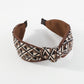 F555 Simple niche fabric knotted wide-brimmed hair hoop diamond-shaped lattice small fresh color contrast retro temperament head hoop