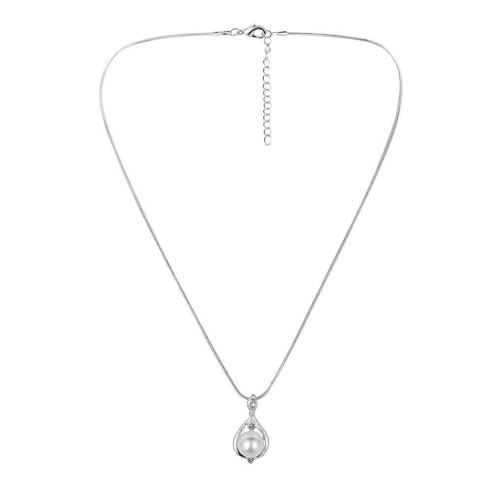 wiish fashion jewelry fashion simple diamond-encrusted pearl pendant necklace short exquisite clavicle chain