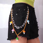 Two-piece pants chain all-match hip-hop body chain ins trend acrylic mushroom flower pendant