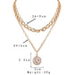 Fashion light luxury niche design sense double-layer Cuban chain round coin moon star drop oil necklace female