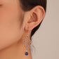 Ins retro creative hollow flower earrings fashion bohemian blue crystal rhombus earrings earrings