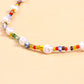 Jewelry Color Transparent White and Blue Rice Bead Necklace Female Fashion Popular Personality Pearl Necklace