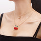 Jewelry exaggerated red big cherry multi-layer heart pendant necklace female choker