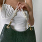 Temperament is simple and indifferent big pearl bag chain workplace fashion beaded metal handbag decoration