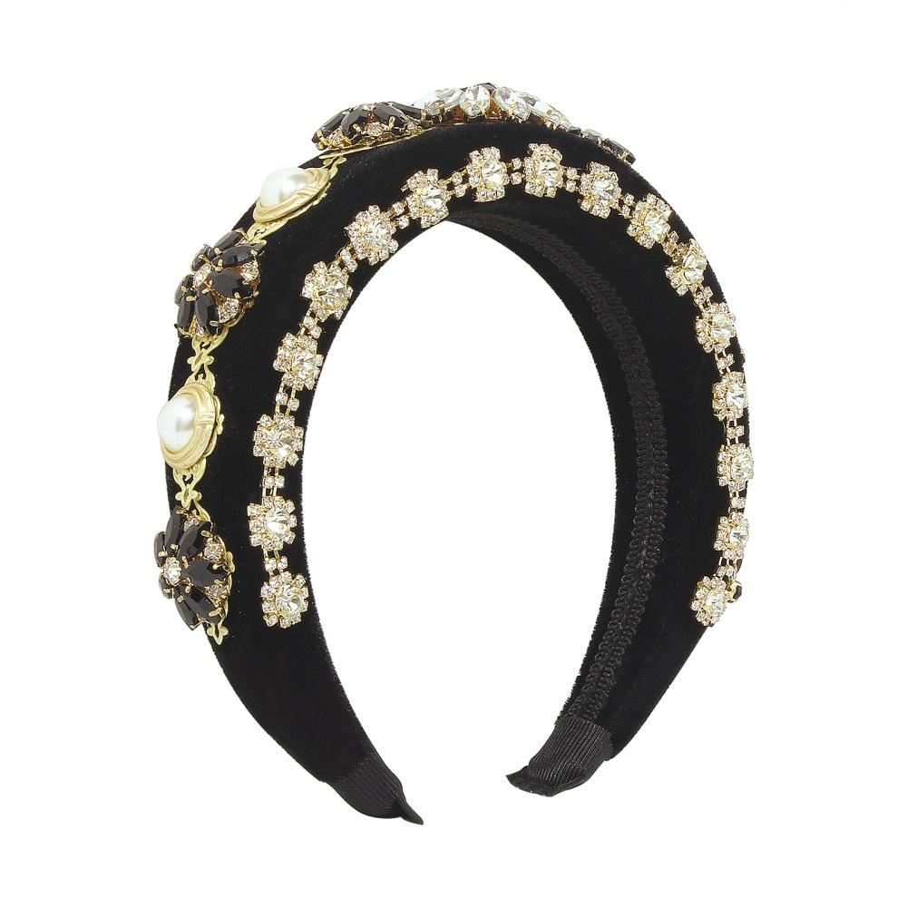 F3625 Baroque heavy industry hair hoop palace exaggerated thick sponge head hoop full of diamond flower temperament hair accessories