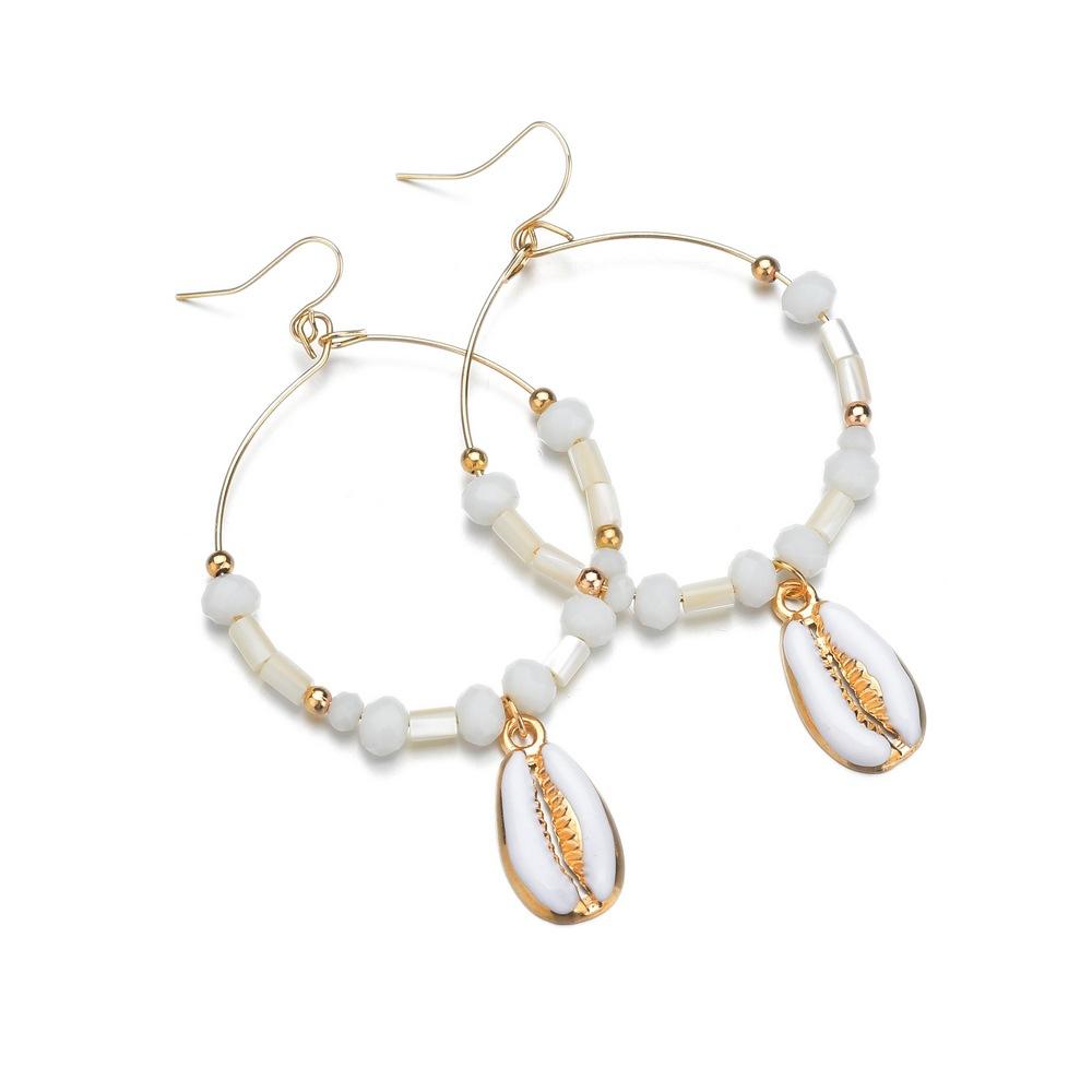Accessories fresh and natural shell earrings dripping oil shell large circle metal earrings earrings