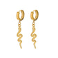 Trendy fashion all-match light luxury niche design stainless steel gold ladies snake earrings earrings