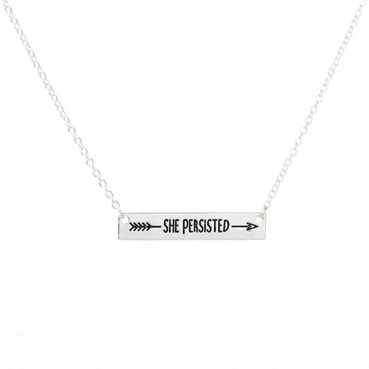 Creative Letter Lettering "SHEPERSISTED" Arrow Necklace Girlfriend Birthday Gift