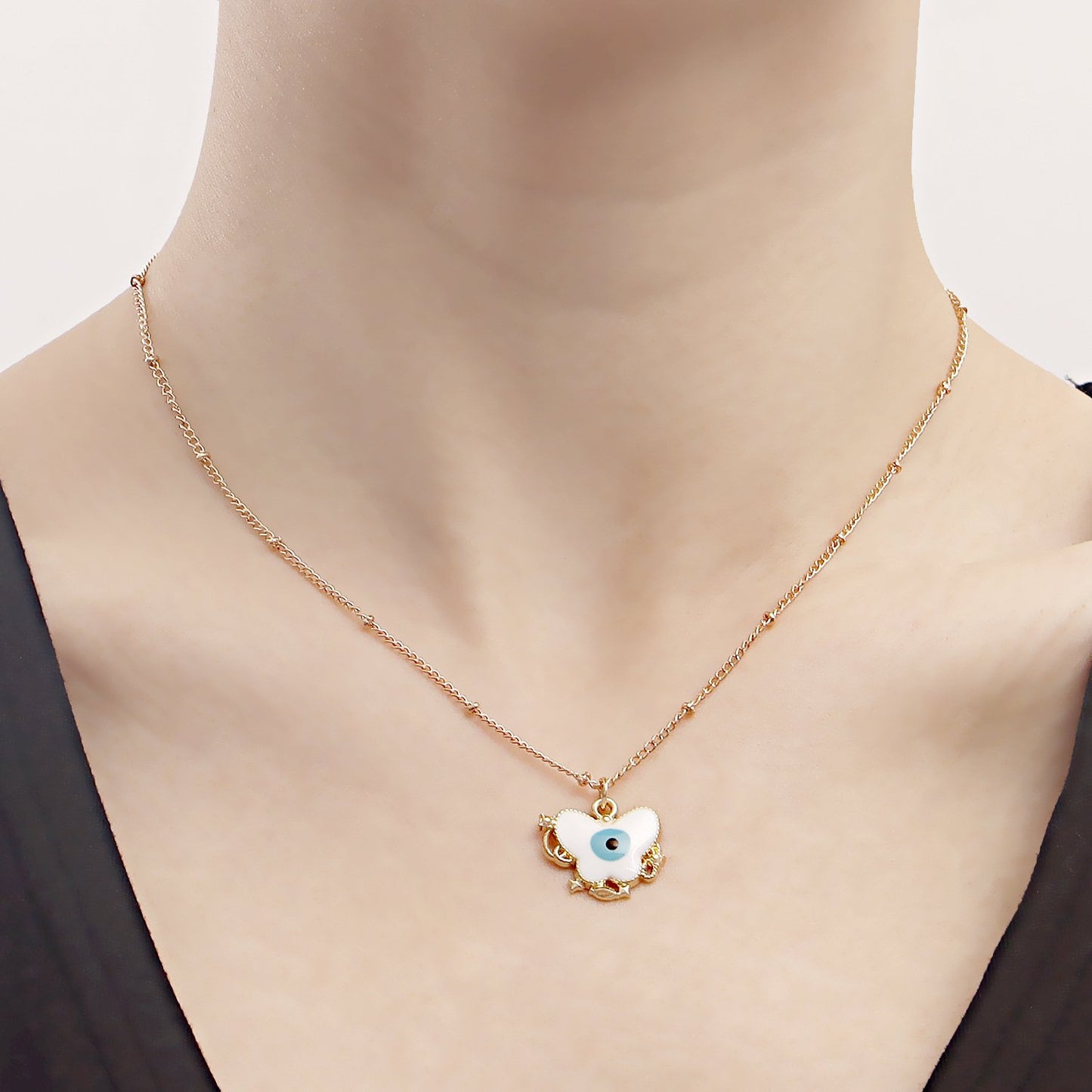 Jewelry ins color dripping oil butterfly devil eye pendant necklace female explosion