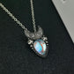 Jewelry Vintage Imitation Moonstone Moon Pendant Necklace Women Water Drop Bohemian Jewelry