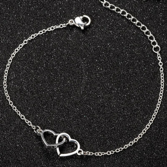 Simple stainless steel heart-to-heart bracelet small peach heart pendant mother's day bracelet