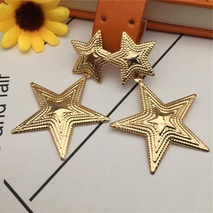 Simple fan-shaped stud earrings metal star earrings popular earrings street stall women's trinkets