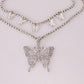 Jewelry Personality Geometric Micro-inlaid Temperament Necklace Women's Creative Mix and Match Butterfly Diamond Set Necklace