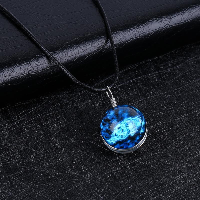 Personalized Zodiac Time Gem Luminous Necklace Dreamy Starry Sky Creative Couple Pendant