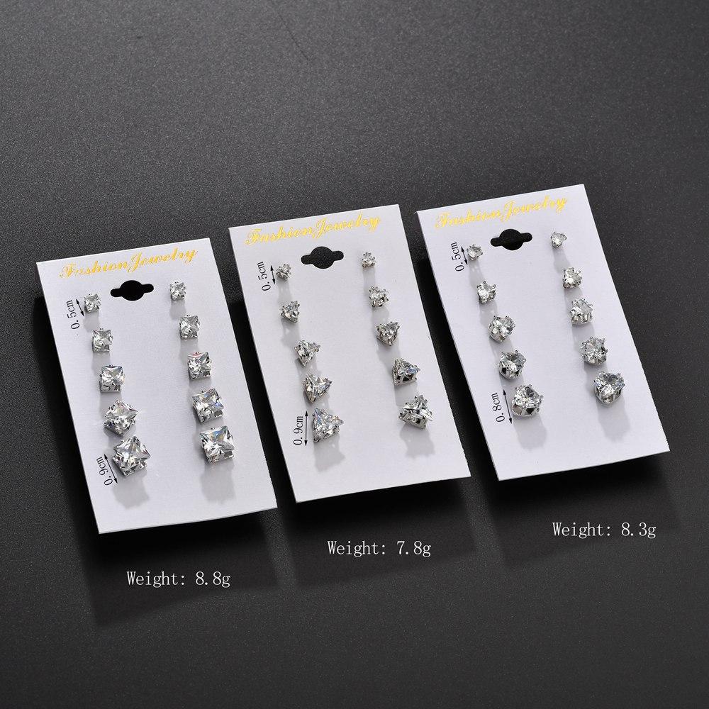 Heart earrings six-claw zircon stud earrings crystal 6 pairs stud earrings gifts