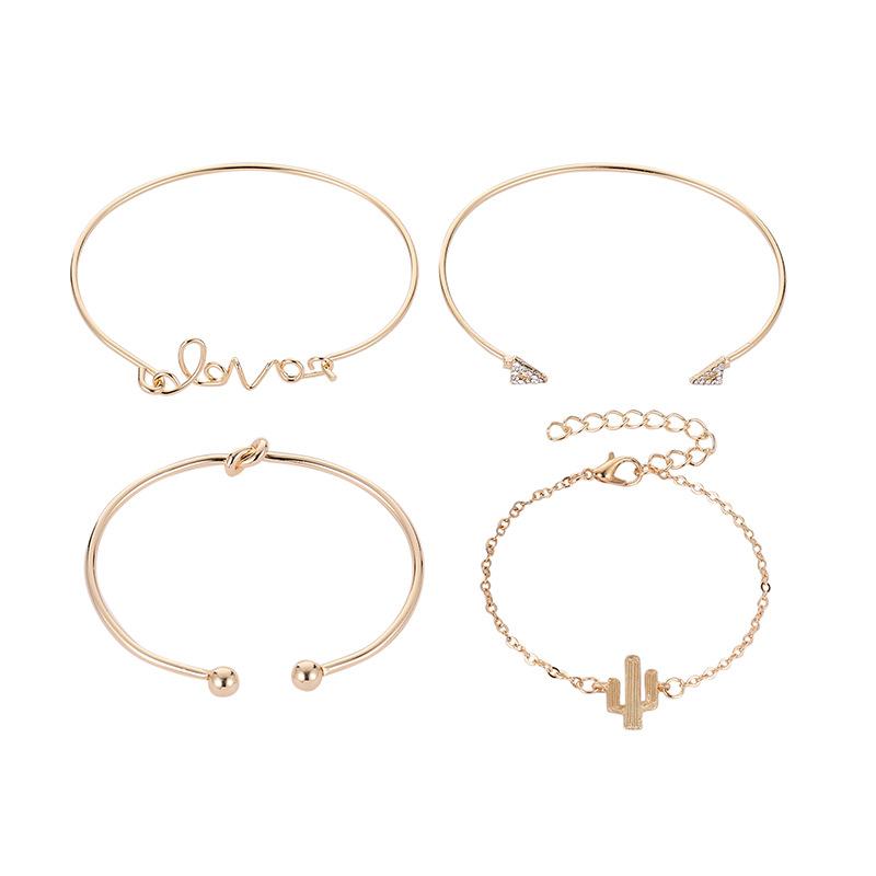 Jewelry Set Letter LOVE Geometric Knotted Bracelet Bracelet Combination Four-piece Set