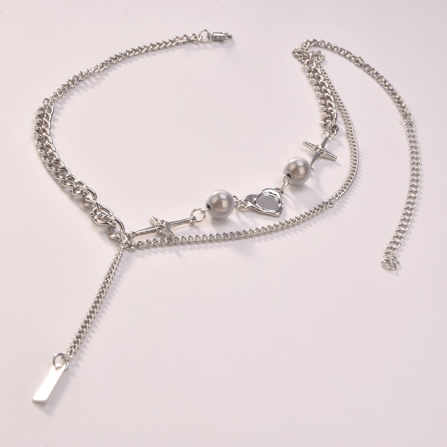 Jewelry punk trendy word tassel pendant necklace female luminous pearl diamond star pendant