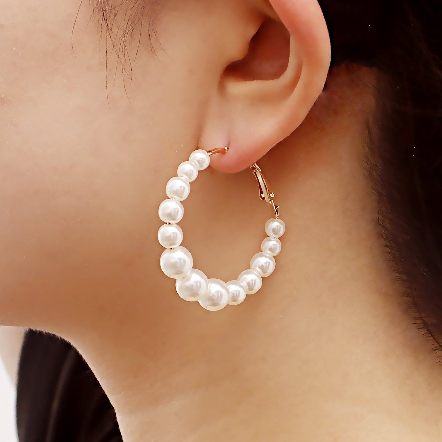 Explosive ins hot girl C-shaped imitation baroque pearl big ring earrings female earrings jewelry