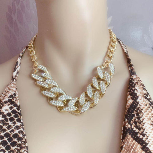 Trendy Jewelry Personality Creative Geometric Retro Necklace Punk Hip Hop CCB Diamond Necklace