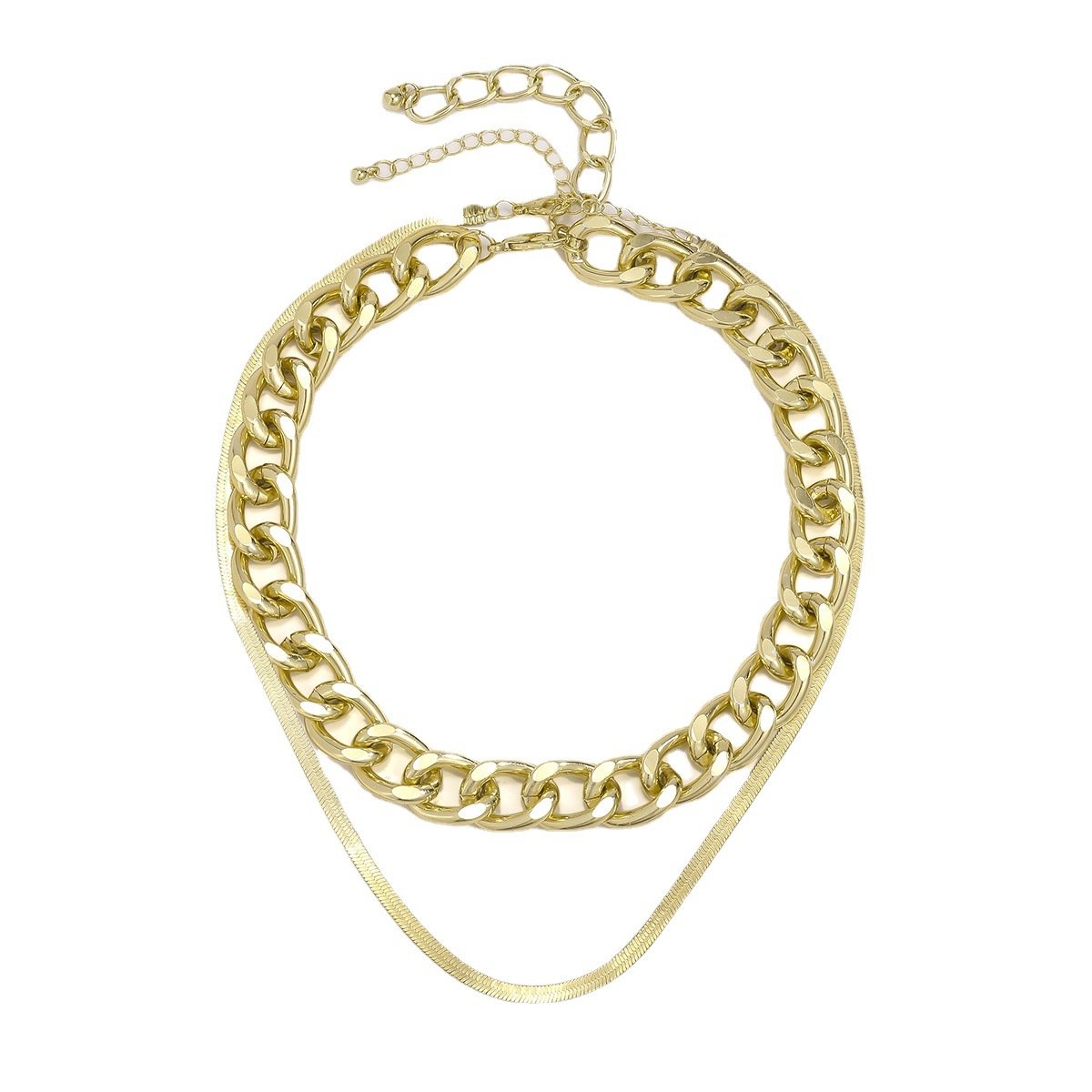 Jewelry Hip Hop Trend Aluminum Chain Clavicle Necklace Personality Retro Metal Snake Bone Chain Necklace Female