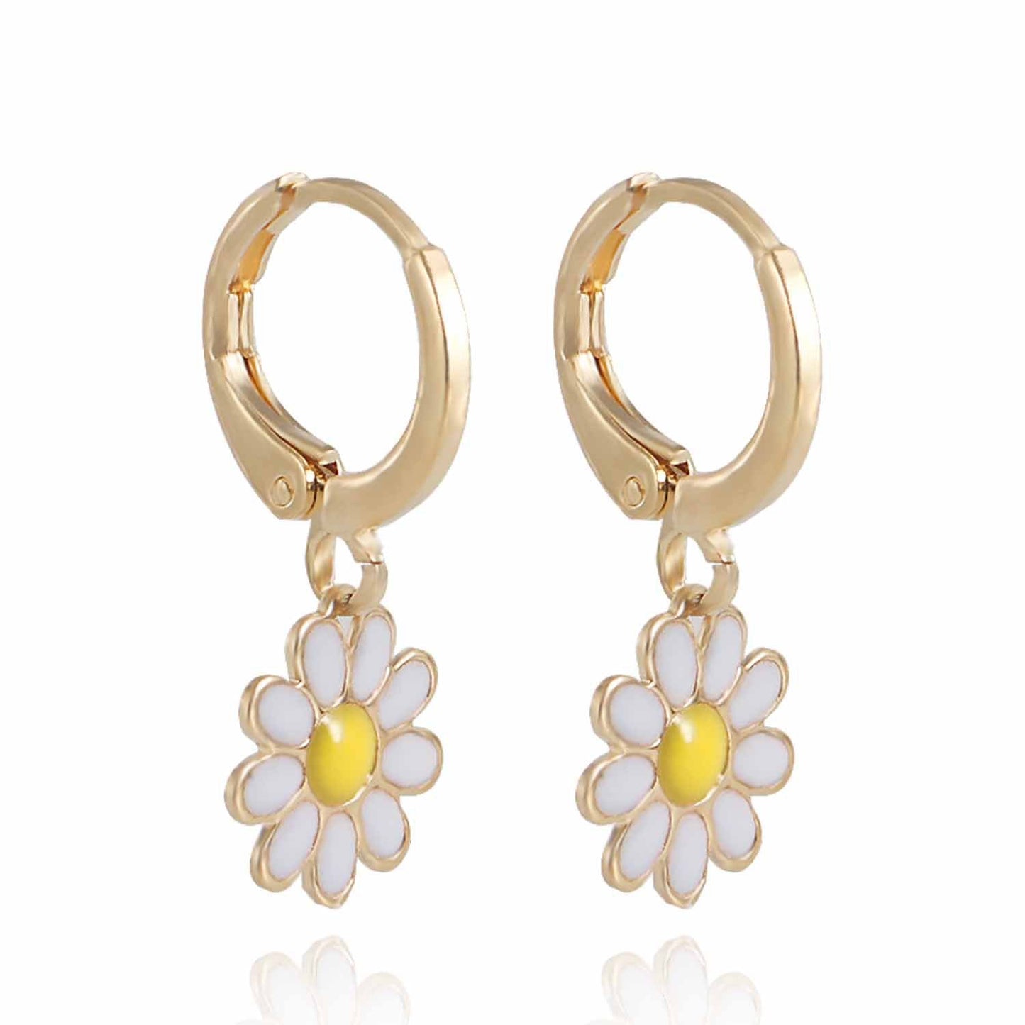 Jewelry Fashion Mini Geometric Oil Drip Flower Earrings Earrings High-end Niche Earrings