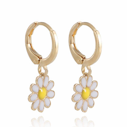 Jewelry Fashion Mini Geometric Oil Drip Flower Earrings Earrings High-end Niche Earrings