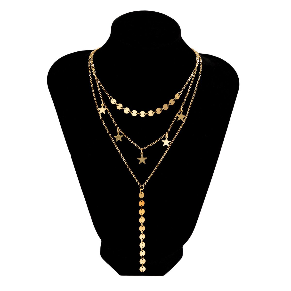 Jewelry simple star-shaped long sequin Y-shaped necklace female personality versatile multi-layer tassel necklace