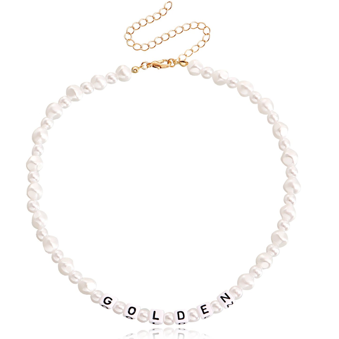 Jewelry niche GOLDEN letter imitation pearl necklace necklace female beaded necklace babes ins