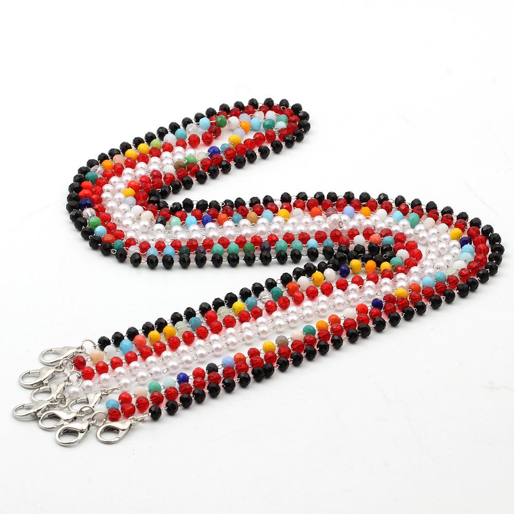 Mask anti-lost lanyard handmade crystal beads multi-color mask hanging chain glasses chain multi-purpose necklace