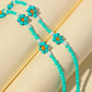 Retro Small Flower Turquoise Mask Chain Simple Flower Beaded Fashion Glasses Chain Multipurpose Necklace