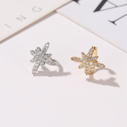 Fashion ear bone clip simple rice word ear clip temperament flash diamond octagonal star earrings classic star earrings