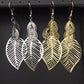 Hollow-out leaves water drop garland earrings temperament ladies earrings night party ball accessories