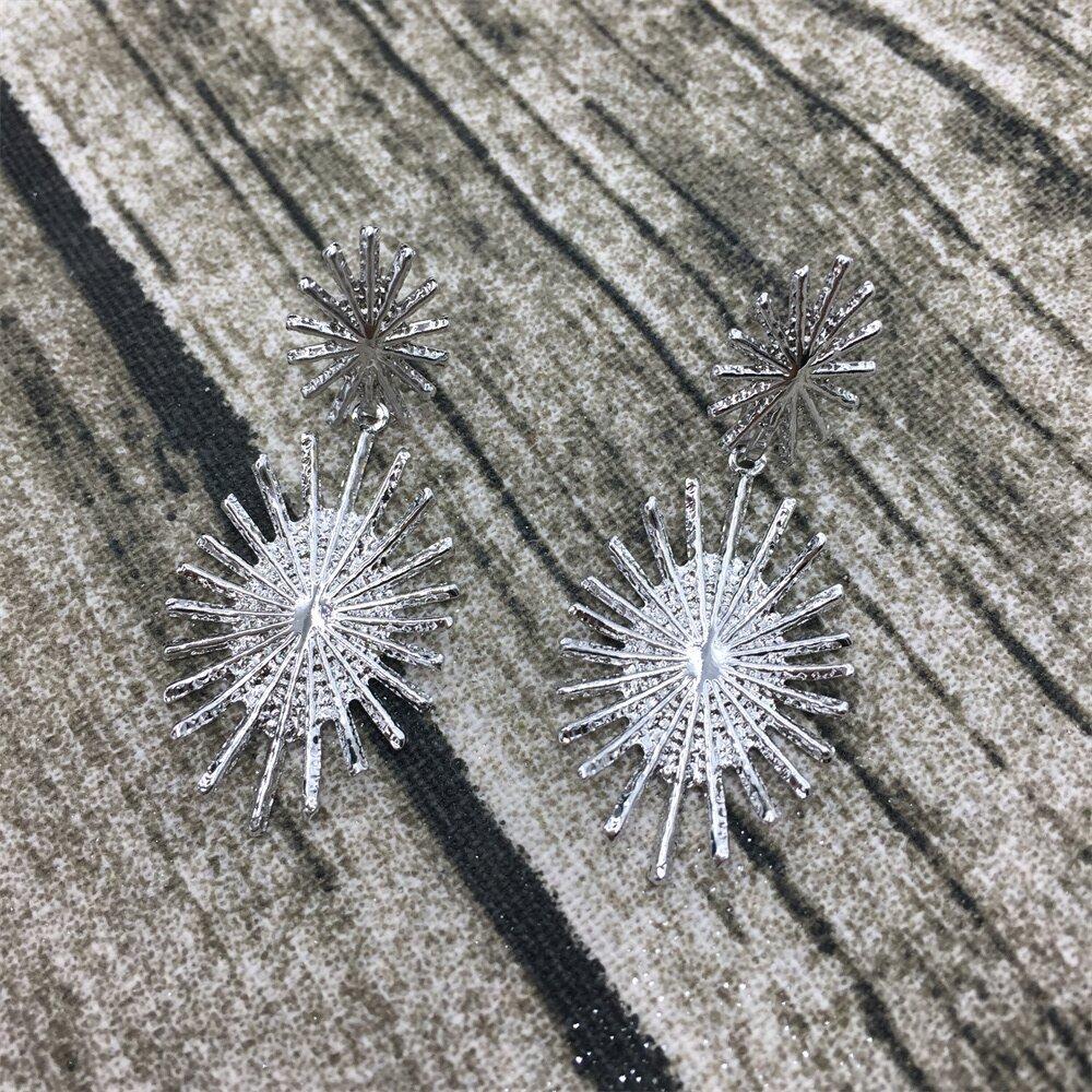 Summer Geometric Double Layer Oval Fence Fried Hair Stud Earrings Night Party Devil Eye Ornament