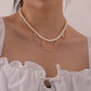 Jewelry Fashion Pearl Geometric Double Chain Necklace Female Popular English LOVE Letter Necklace
