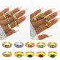 Metal micro-inlaid imitation gold index finger ring ring retro checkerboard color drop oil ring for women