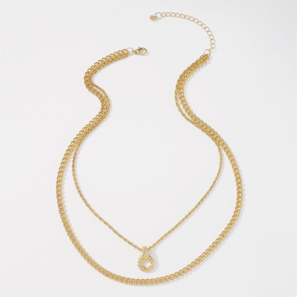 N8997 Jewelry Temperament Simple Twist Chain Stacked Necklace Ring Hollow Cold Necklace Female