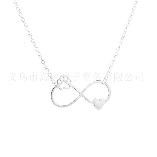 Jewelry pet paw dog paw geometric shape cute footprint pendant necklace clavicle chain