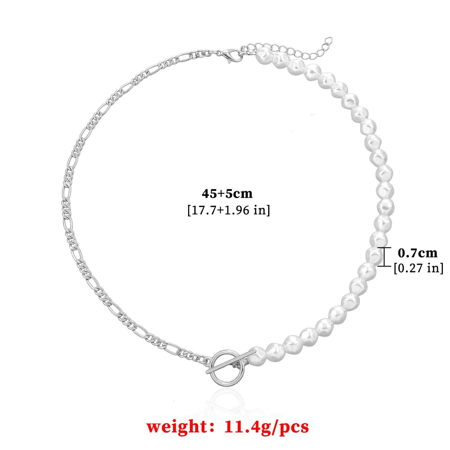 Jewelry fashion OT buckle AB style pearl necklace female hexagonal pearl handmade trend necklace