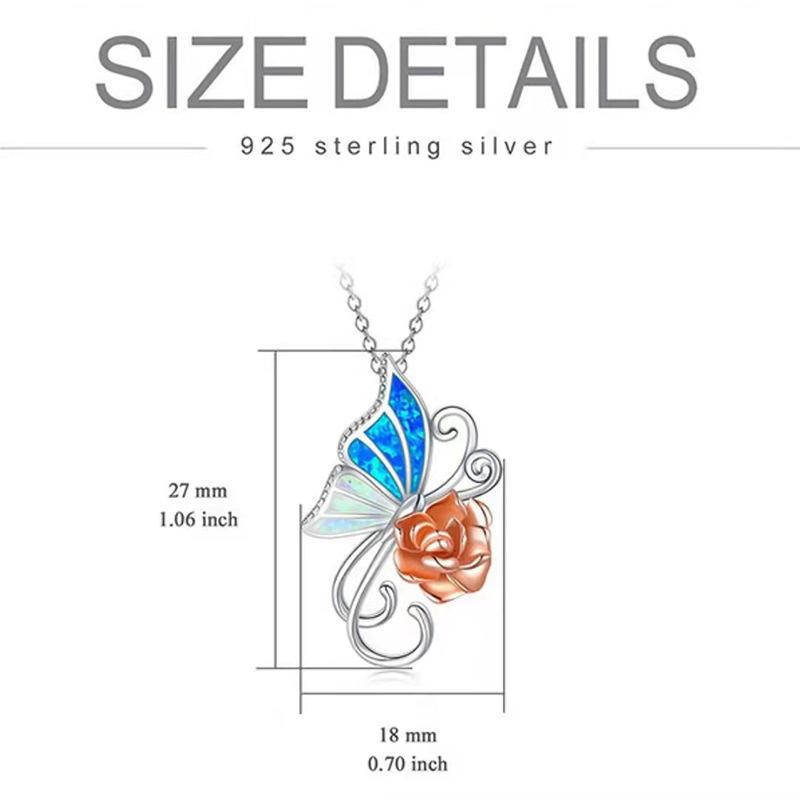 Explosive Jewelry Fashion Butterfly Pendant Rose Necklace Female Niche Design Jewelry