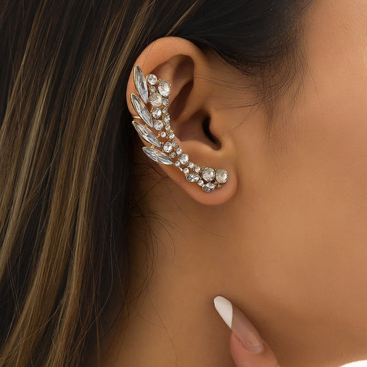 Jewelry niche design sense diamond ear bone clip earring temperament versatile geometric metal earrings women