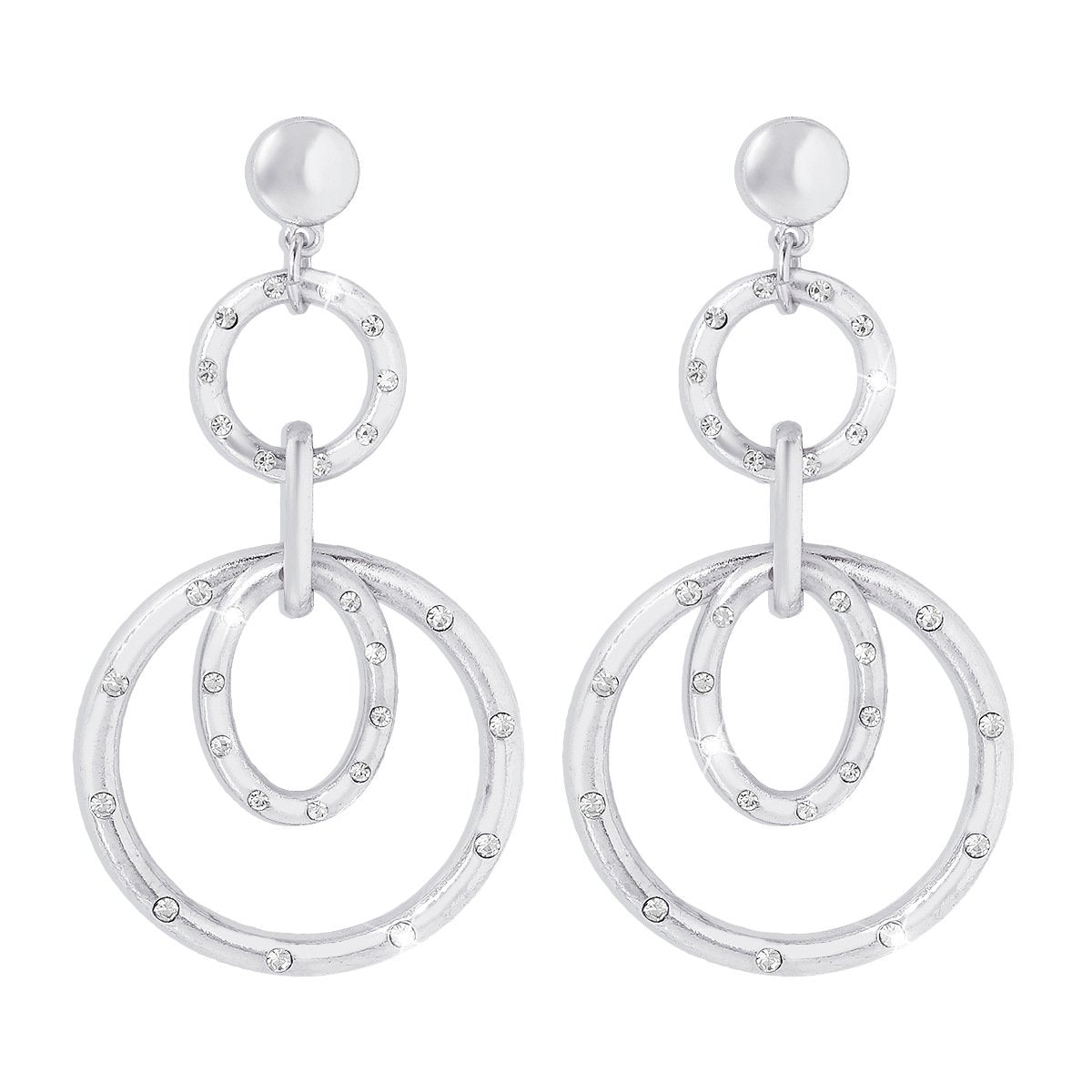 E191 Atmospheric hollow double-layer earrings micro-inlaid personality trendy fashion earrings metal circle earrings