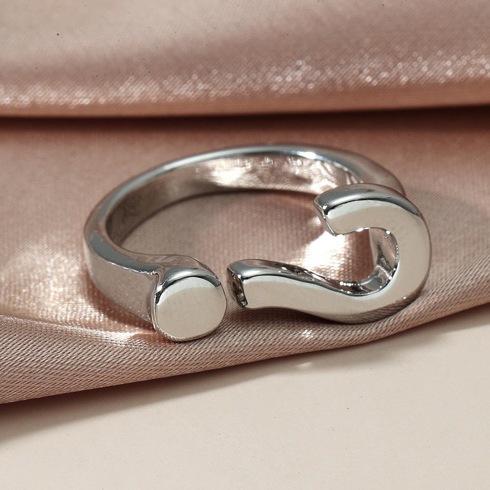 Ins cold creative opening question mark ring niche design simple net red personality index finger ring female