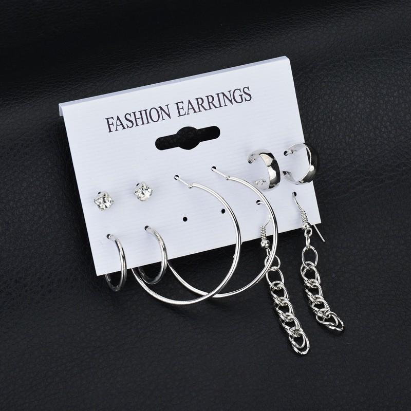 Earring Set Personalized Circle Crystal Earring Set 5-Piece Set