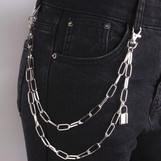 Jewelry Punk Retro Multi Layered Body Chain Fashion Lock Waist Chain Pants Chain