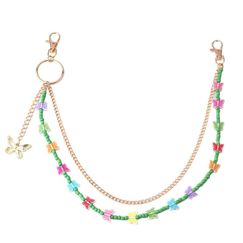 Belt Punk Pants Chain Resin Butterfly Pearl Decoration Jeans Versatile Simple