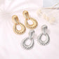 Jewelry alloy shell corrugated earrings women's drop-shaped threaded metal earrings