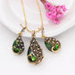 Peacock Gemstone Necklace Earrings Set Wedding Reception Wedding Dress Accessories Jewelry